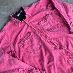 Y2K / Vintage / Pink Distressed Field & Stream Button Up